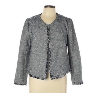 Banana Republic Navy Blue White  Tweed Blazer